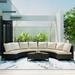 5 Pieces All-Weather Brown PE Rattan Wicker Sofa Set Outdoor Patio Sectional Fur