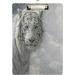 FMSHPON Snow Winter White Tiger Clipboard Hardboard Wood Nursing Clip Board and Pull for Standard A4 Letter 13x9 inches