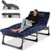 MOPHOTO Camping Cot With Mattress Heavy Duty Sleeping Cot with Pillow Cot Beds for Adult 4-Position Adjustment Folding Bed Outdoor Beds Lounger for Home Pool Beach Patio