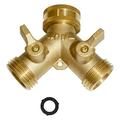 Garden Hose Y Valve Connectors Brass Hose Splitter with Solid Brass Handle Brass Y Valve Water Garden Hose Adapter 2 Way 1