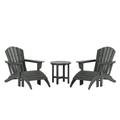 WestinTrends Dylan Outdoor Lounge Chairs Set of 2 5 Pieces Seashell Adirondack Chairs with Ottoman and Side Table All Weather Poly Lumber Outdoor Patio Chairs Furniture Set Gray