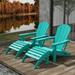 WestinTrends Malibu Outdoor Lounge Chair Set 4-Pieces Adirondack Chair Set of 2 with Ottoman All Weather Poly Lumber Patio Lawn Folding Chair for Outside Pool Beach Turquoise