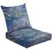 2-Piece Deep Seating Cushion Set Blue marble gold abstract texture Indigo blue marbling natural luxury Outdoor Chair Solid Rectangle Patio Cushion Set