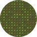 Ahgly Company Machine Washable Indoor Round Transitional Chocolate Brown Area Rugs 6 Round