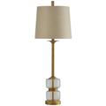 34 Midfield Table Lamp - Clear Glass and Gold Finish - Beige Hardback Fabric Shade