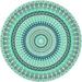 Ahgly Company Machine Washable Indoor Round Transitional Seafoam Green Area Rugs 3 Round