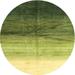 Ahgly Company Machine Washable Indoor Round Contemporary Yellow Green Grosbeak Green Area Rugs 6 Round