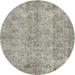 Ahgly Company Machine Washable Indoor Round Contemporary Pale Silver Gray Area Rugs 5 Round