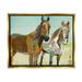 Stupell Industries Wild Farm Horses Layered Newsprint Collage Arrangement Graphic Art Metallic Gold Floating Framed Canvas Print Wall Art Design by Traci Anderson