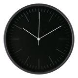 Kiera Grace 12 Inch Plastic Black Warren Modern Round Wall Clock