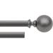 Deco Window 72 to 144 inches Adjustable Double Curtain Rod for Windows with Ball Finials (19mm Diameter Charcoal)