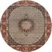 Ahgly Company Indoor Round Traditional Light French Beige Brown Medallion Area Rugs 3 Round