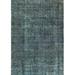 Ahgly Company Indoor Rectangle Mid-Century Modern Charcoal Blue Oriental Area Rugs 6 x 9