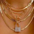 Free People Jewelry | Crystal Lock Gold Layered Necklace | Color: Gold | Size: Os