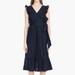 J. Crew Dresses | J.Crew Lace Crochet Midi Dress A-Skirt Wrap Belted Navy Sz. Xs All Over Eyelet | Color: Blue | Size: 00