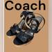 Coach Shoes | Coach Black Charla Cork Wedge Sandals Size 9 | Color: Black | Size: 9