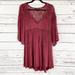 American Eagle Outfitters Dresses | American Eagle Medium Maroon Embroider Lace Peasant Prairie Sheath Mini Dress | Color: Red | Size: M
