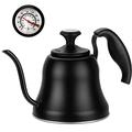 Chefbar Tea Kettle with Thermometer for Stove Top Gooseneck Kettle, Pour Over Coffee Kettle, Tea Pot Stovetop Teapot, Hot Water Heater Boiler for Camping, Home & Kitchen, Matte Black - 0.8 Liter/28oz