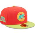 Men's New Era Red/Neon Green Chicago Cubs Lava Highlighter Combo 59FIFTY Fitted Hat