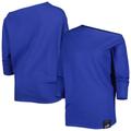 Women's KIYA TOMLIN Royal Buffalo Bills Twisted Tri-Blend Asymmetrical 3/4-Dolman Sleeve Sweatshirt