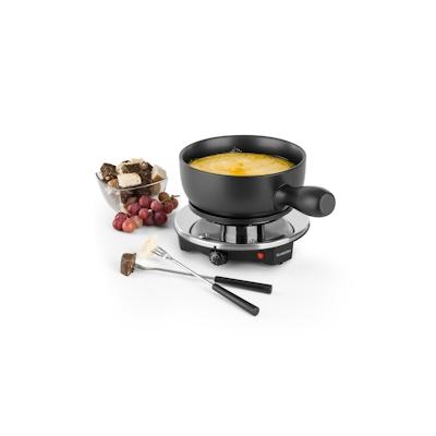 Klarstein Sirloin Fondue-Set Raclette 1200 Watt Keramiktopf Edelstahlgabeln Schwarz