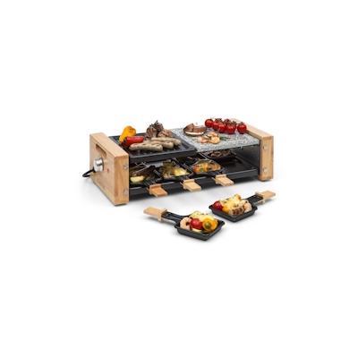 Klarstein Chateaubriand Nuovo Raclette 1200W Aluminium / Stein 8 Personen Holz Schwarz