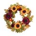 Abbie Home Ansuma 24" Big Thanksgiving Wreath w/ Faux Pumpkin & Sunflower for Front Door Window Wall in Green/Yellow | 24 H x 24 W x 5 D in | Wayfair