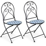 Gymax Set of 2 Folding Patio Bistro Chairs Mosaic Chairs Outdoor
