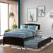 Modern Minimalist Design Espresso Twin Size Platform Bed with Trundle and High Quality Solid Pine Wood Suitable for Bedroom