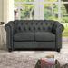 Morden Fort Button Tufted Upholstered Chesterfield Sofa Set Chair, Loveseat 2 PCS for Living Room,Linen,Solid Wood Legs
