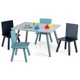 Gymax 5 Piece Kids Wooden Activity Table and 4 Chairs Play Set Gift w/