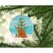The Holiday Aisle® Abyssinian Cat Hanging Figurine Ornament Ceramic/Porcelain in Blue/Brown/Green | 2.8 H x 2.8 W x 0.15 D in | Wayfair