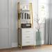 Trent Austin Design® Powley 68.9" H 3-Shelf 3-Wooden Drawer Etagere Bookcase Metal in Yellow | 68.9 H x 20.1 W x 15.7 D in | Wayfair