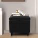 Latitude Run® 17.71" Wide Faux Leather Square Storage Ottoman Faux Leather in Black/Brown | 17.71 H x 17.71 W in | Wayfair