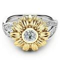 Kayannuo Christmas Clearance Exquisite Women s Two Tone Silver Floral Ring Round Diamond Gold Sunflower Jewel