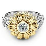 Kayannuo Christmas Clearance Exquisite Women s Two Tone Silver Floral Ring Round Diamond Gold Sunflower Jewel