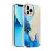 Elepower iPhone 14 Pro Max (6.7 2022) Cover Shockproof TPU Backplane Electroplated Frame Anti-drop Glitter Marble Painting Luxury Fashion Case for iPhone 14 Pro Max for Girls Women Darkblue & White