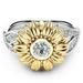 Kayannuo Christmas Clearance Exquisite Women s Two Tone Silver Floral Ring Round Diamond Gold Sunflower Jewel