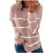 Womens Casual Long Sleeve Crewneck Sweatshirt Striped Printed Loose Side Split Pullover Tops Shirts for Women Womens Clothes