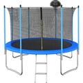 10FT Trampoline for Kids with Basketball Hoop BTMWAY Outdoor Recreational Trampoline with Safety Enclosure/Ladder All-Weather Large Trampoline for Backyard Garden Patio Blue