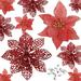 24 Pieces Christmas Glitter Poinsettia with Clips Christmas Decorations Artificial Flowers Ornament Christmas Flowers for New Year Wedding Home Decoration 5.9inch Red