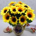 1 Bouquet 7 Heads Fake Sunflower Artificial Silk Flower Bouquet Home Wedding Floral Decor Silk Fake Sunflowers Bouquet Bridal Floral Bouquet