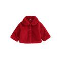 Gwiyeopda Toddler Baby Girl Plush Coat Warm Solid Color Lapel Long Sleeve Button Down Jacket