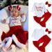 URMAGIC URMAGIC Newborn Girls Santa Baby Romper Velvet Bell Bottom Pants Headband Christmas Outfits