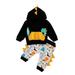 Qtinghua Infant Baby Boy Girl Fall Winter Outfits Dinosaur Hooded Long Sleeve Sweatshirt Tops + Leggings Pants Clothes Black 18-24 Months