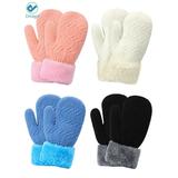 Deago 4 Pairs Toddler Winter Mittens Gloves Baby Boys Girls Warm Gloves Infant Thicken Knit Mittens Kids (Multi-color)