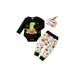 ZIYIXIN 3Pcs Newborn Baby Boy Girl Halloween Outfits Dinosaur Pumpkin Romper Tops Pants and Hat Clothes Black White 3-6 Months