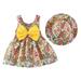 Maxcozy Toddler Baby Girl Summer Sundress with Sun Hat Set 2Pcs Sleeveless Flower Print Dresses Set 0-3T