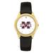 Gold Mississippi State Bulldogs Team Logo Leather Wristwatch