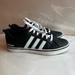 Adidas Shoes | Adidas | Women’s Adidas Black & 3 White Stripe With Teal Accent Sneakers, Sz 10 | Color: Black/White | Size: 10
